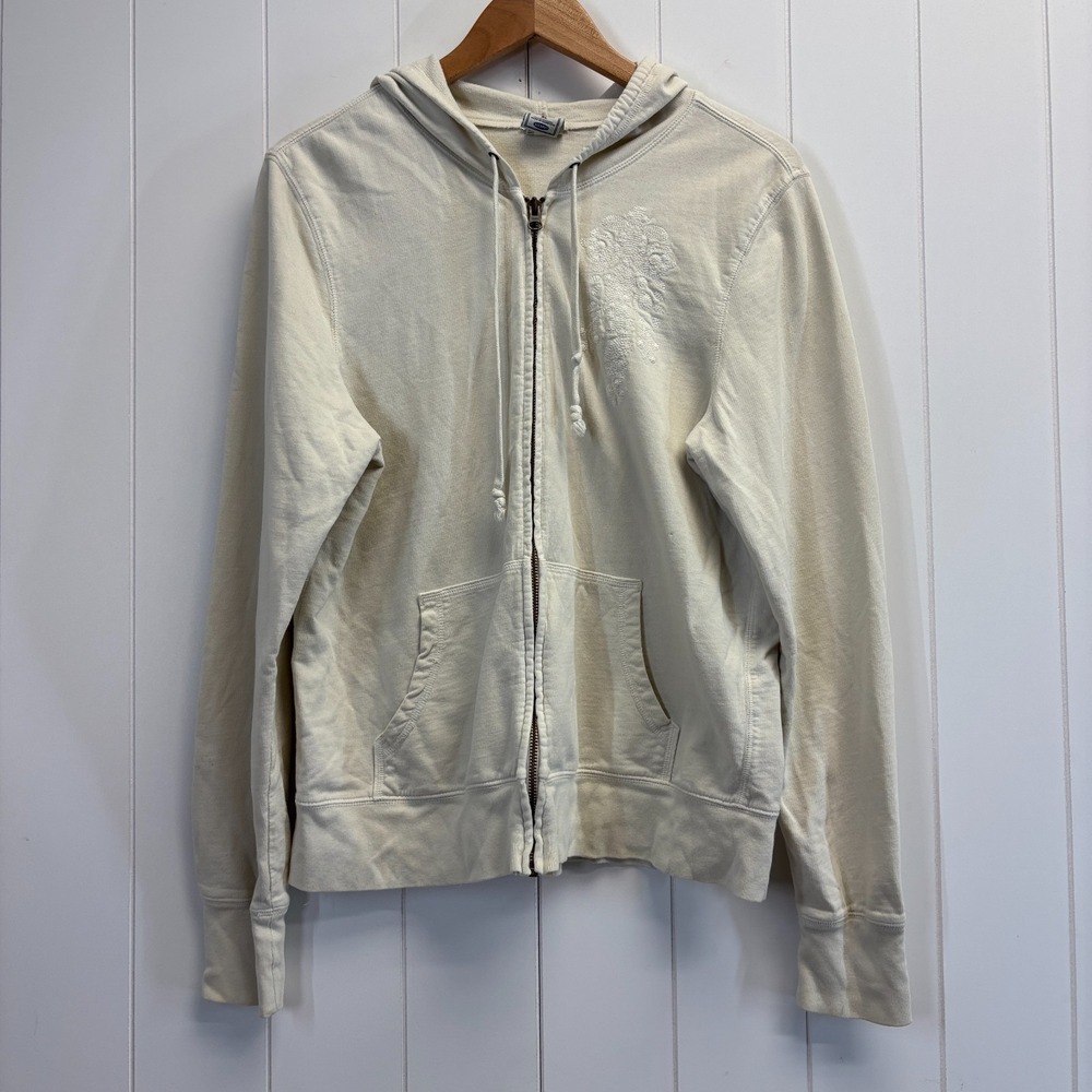 Y2K Old Navy Indie Embroidered Full Zip Hoodie Womens Size XL Loungewear Grunge